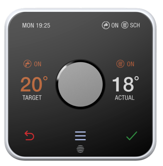 What should I do if the thermostat is displaying a red battery symbol, “Low  Batts”, or “Chg Batts”?